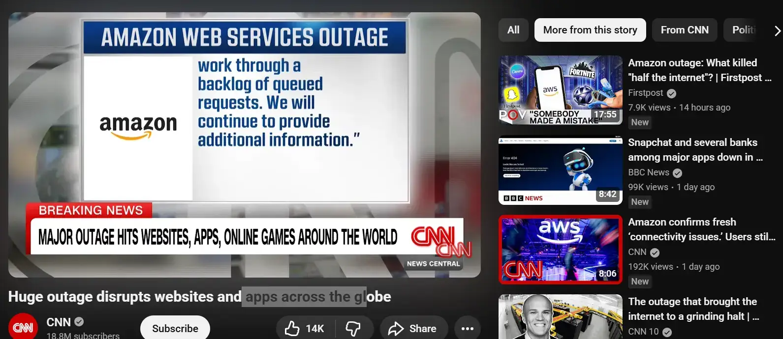 AWS outage risks visualization showing network operations center monitoring cloud infrastructure failures affecting global digital services